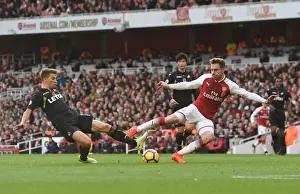 Arsenal V Swansea City 2017-18 Prints: Arsenal's Aaron Ramsey Evades Swansea's Tom Carroll
