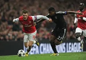 Arsenal V Bayern Munich 2012-13 Prints: Arsenal's Aaron Ramsey Faces Off Against Bayern Munchen's David Alaba in Champions League Showdown