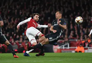 Arsenal V CSKA Moscow 2017-18 Prints: Arsenal's Aaron Ramsey Faces Off Against CSKA Moscow's Sergei Ignashevich in Europa League Quarterfinal