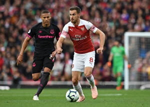 Images Dated 23rd September 2018: Arsenal's Aaron Ramsey Faces Off Against Everton's Richarlison in Intense Premier League Clash