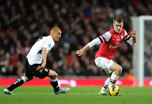 Arsenal V Fulham 2012-13 Prints: Arsenal's Aaron Ramsey Faces Off Against Fulham's Steve Sidwell (2012-13)