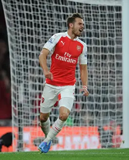 Arsenal V Liverpool 2015/16 Prints: Arsenal's Aaron Ramsey Faces Off Against Liverpool in the 2015/16 Premier League