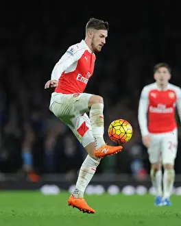 Arsenal V Manchester City 2015-16 Prints: Arsenal's Aaron Ramsey Faces Off Against Manchester City in Premier League Showdown (2015-16)