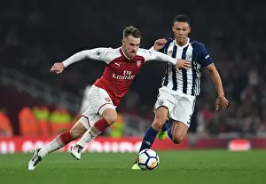 Arsenal V West Bromwich Albion 2017-18 Prints: Arsenal's Aaron Ramsey Fends Off Kieran Gibbs in Intense Clash with West Bromwich Albion