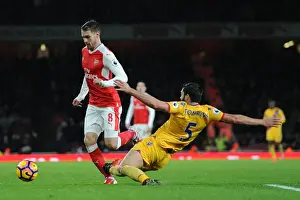 Arsenal V Crystal Palace 2016-17 Prints: Arsenal's Aaron Ramsey Fouls by Crystal Palace's James Tomkins in Premier League Clash