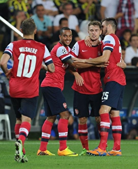 Fenerbahce V Arsenal 2013-14 Prints: Arsenal's Aaron Ramsey, Jack Wilshere