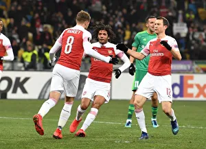 FC Vorskla Poltava V Arsenal 2018-19 Prints: Arsenal's Aaron Ramsey, Mohamed Elneny