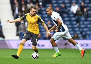 West Bromwich Albion V Arsenal 2016-17 Prints: Arsenal's Aaron Ramsey Outmaneuvers West Brom's Solomon Rondon