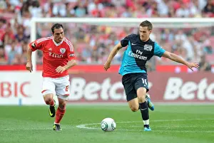 Benfica V Arsenal 2011-12 Prints: Arsenal's Aaron Ramsey Outmuscles Benfica's Franco Jara in Pre-Season Clash at Estadio da Luz (2011)