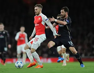 Arsenal V Dinamo Zagreb 2015-16 Prints: Arsenal's Aaron Ramsey Outruns Goncalo Santos: Thrilling Champions League Showdown