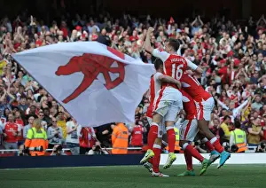 Arsenal V Everton 2016-17 Prints: Arsenal's Aaron Ramsey and Rob Holding Celebrate Goal Against Everton (2016-17)