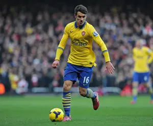 West Ham United V Arsenal 2013-14 Prints: Arsenal's Aaron Ramsey Scores Three in Dominant 3-1 Win Over West Ham at Upton Park (BPL)