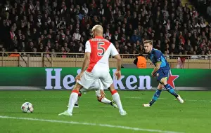 Arsenal's Aaron Ramsey Scores Second Goal Against Monaco in 2015 Champions League Showdown
