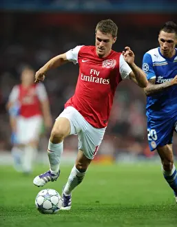 Arsenal V Olympiacos 2011-12 Prints: Arsenal's Aaron Ramsey Scores the Winner: Arsenal FC 2-1 Olympiacos