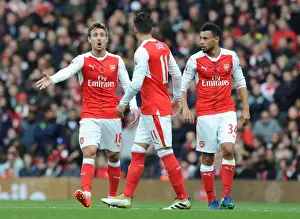 Arsenal V Tottenham Hotspur 2016-17 Prints: Arsenal's Aaron Ramsey and Thierry Henry Reunite Before Arsenal v Tottenham Hotspur