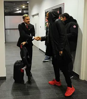 Arsenal's Aaron Ramsey and Thierry Henry Reunited Before Arsenal v Tottenham Hotspur, Premier League 2016-17