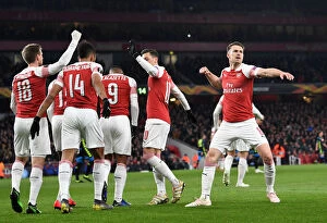 Arsenal v SSC Napoli 2018-19 Collection: Arsenal's Aaron Ramsey Thrills with Goal in Europa League Quarterfinal vs. Napoli