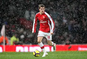 Arsenal V Everton 2009-10 Prints: Arsenal's Aaron Ramsey Tied in Thrilling Showdown Against Everton at Emirates Stadium
