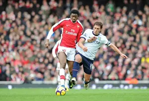 Arsenal V Aston Villa 2009-10 Prints: Arsenal's Abou Diaby vs. Stiliyan Petrov: Clash in Arsenal's 3-0 Victory over Aston Villa
