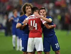 Arsenal V Chelsea Europa League Cup Final 2019 Prints: Arsenal's Agony: Aubameyang Consoled by Chelsea's Azpilicueta after Europa League Final Defeat (Baku)