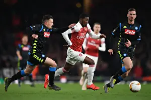 Arsenal V SSC Napoli 2018-19 Prints: Arsenal's Ainsley Maitland-Niles Faces Off Against Napoli's Mario Rui