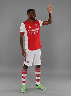 Arsenal Photocall 2021-22 Prints: Arsenal's Ainsley Maitland-Niles Kicks Off 2021-22 Season at London Colney