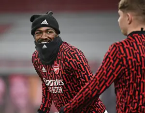 Arsenal's Ainsley Maitland-Niles Warming Up: Arsenal v Crystal Palace, Emirates Stadium (Behind Closed Doors), Premier League 2021