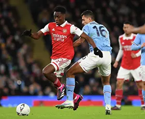 Manchester City V Arsenal 2022-23 Prints: Arsenal's Albert Sambi Lokonga Clashes with Manchester City's Rodrigo in Emirates FA Cup Showdown