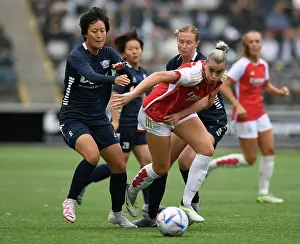 Linkoping FC V Arsenal Women 2023-24 Prints: Arsenal's Alessia Russo Faces Off Against Soari Takarada in UEFA Champions League Clash