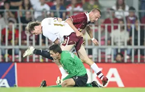 Sparta Prague V Arsenal 2007-8 Prints: Arsenal's Alex Hleb Faces Off Against Sparta Prague's Tomas Repka and Tomas Postulka in Champions League Clash