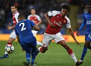 Leicester City V Arsenal 2017-18 Prints: Arsenal's Alex Iwobi Faces Off Against Leicester's Danny Simpson in Premier League Clash
