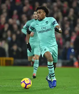Liverpool V Arsenal 2018-19 Prints: Arsenal's Alex Iwobi Faces Off Against Liverpool in Premier League Clash
