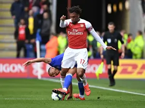 Leicester City V Arsenal 2018-19 Prints: Arsenal's Alex Iwobi Outmaneuvers Leicester's Youri Tielemans in Premier League Clash