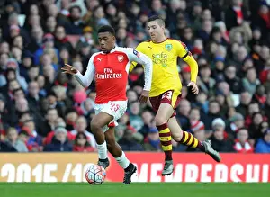 Arsenal V Burnley FA Cup 4th Rd 2016 Prints: Arsenal's Alex Iwobi Outsmarts Burnley's Stephen Ward in FA Cup Showdown