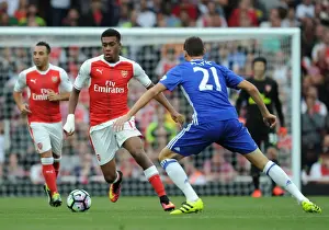 Arsenal V Chelsea 2016-17 Prints: Arsenal's Alex Iwobi Outsmarts Chelsea's Nemanja Matic in Thrilling 2016-17 Premier League Showdown