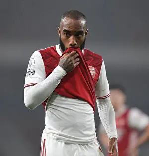 Arsenal's Alex Lacazette in Action Against Aston Villa - Emirates Stadium, 2020-21 Season (Behind Closed Doors)