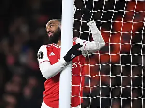 Arsenal's Alex Lacazette in Action against Olympiacos in Europa League Clash