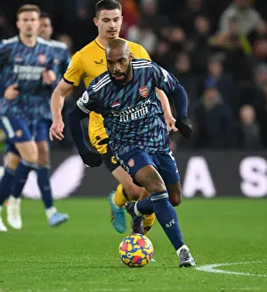Arsenal's Alex Lacazette in Action Against Wolverhampton Wanderers - Premier League 2021-22