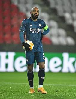 Arsenal's Alex Lacazette in UEFA Europa League Quarterfinal Match against Slavia Praha in Prague (Behind Closed Doors)