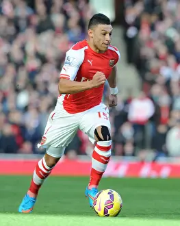 Arsenal Everton 2014-15 Prints: Arsenal's Alex Oxlade-Chamberlain in Action against Everton - Premier League 2014-15