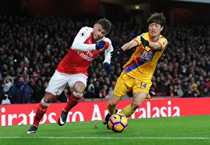 Arsenal V Crystal Palace 2016-17 Prints: Arsenal's Alex Oxlade-Chamberlain Faces Off Against Crystal Palace's Chung-Yong Lee