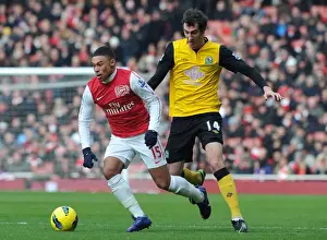 Arsenal V Blackburn Rovers 2011-12 Prints: Arsenal's Alex Oxlade-Chamberlain Outpaces Blackburn's Radoslav Petrovic