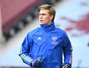 Arsenal's Alex Runarsson Prepares for Aston Villa Clash in Empty Villa Park (Aston Villa vs Arsenal, 2021-22 Premier League)