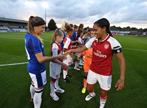 Arsenal's Alex Scott Shakes Hands with Everton's Simone Magill Before Pre-Season Friendly