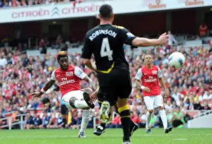 Arsenal V Bolton Wanderers 2011-12 Prints: Arsenal's Alex Song Celebrates Third Goal: Arsenal 3-0 Bolton Wanderers