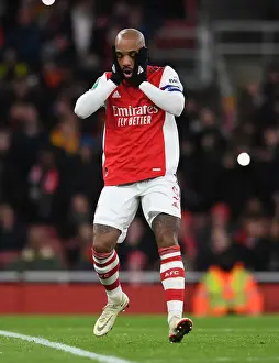 Arsenal's Alexandre Lacazette in Action: Carabao Cup Semi-Final Showdown vs. Liverpool