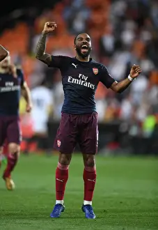 Arsenal's Alexandre Lacazette Euphorically Celebrates Europa League Final Qualification in Valencia