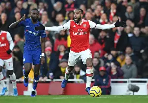 Arsenal V Chelsea 2019-20 Prints: Arsenal's Alexandre Lacazette Faces Off Against Chelsea in Premier League Showdown