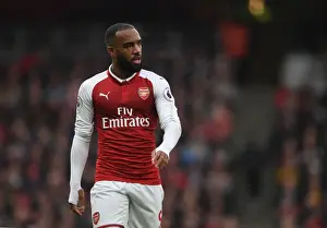 Arsenal V Tottenham Hotspur 2017-18 Prints: Arsenal's Alexandre Lacazette Faces Off Against Tottenham in the Premier League