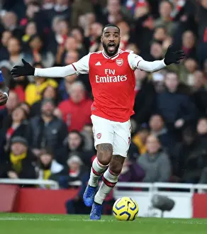 Arsenal V Chelsea 2019-20 Prints: Arsenal's Alexandre Lacazette Goes Head-to-Head with Chelsea in Premier League Clash